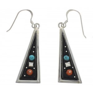 Southwestern Sterling Silver Multicolor Hook Dangle Earrings AX49245