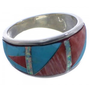 Sterling Silver Multicolor WhiteRock Wild Fire Ring Size 7-1/2 TX43660