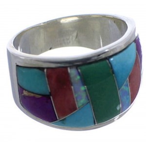 Sunrise WhiteRock Multicolor Silver Ring Size 6-1/2 TX43819