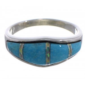 Opal Turquoise Inlay Sterling Silver Southwest Ring Size 8-3/4 CX48424