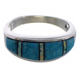 Sterling Silver Opal Turquoise Southwestern Ring Size 6-1/4 CX48430
