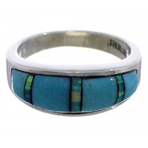 Turquoise Opal Sterling Silver Southwestern Ring Size 4-3/4 CX48435