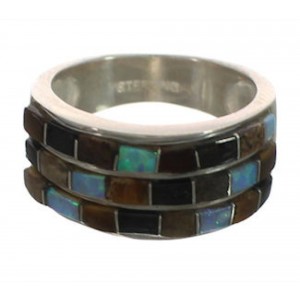 Multicolor Inlay Genuine Sterling Silver Southwest Ring Size 6-1/4 CX52017