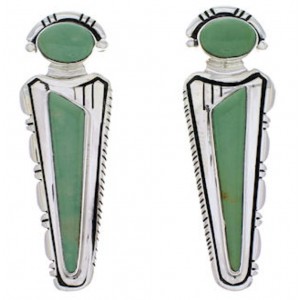 Genuine Sterling Silver Southwestern Turquoise Inlay Earrings PX32194