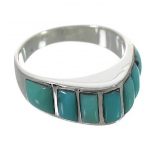 Southwest Turquoise Inlay Jewelry Ring Size 8-3/4 VX36627