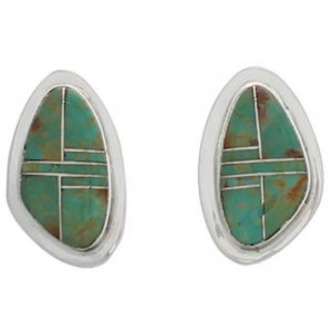 Turquoise Inlay Sterling Silver Post Earrings FX31081