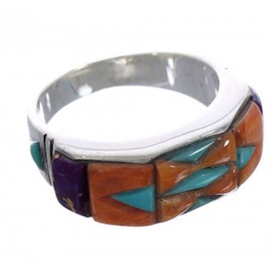 Jewelry Sterling Silver Turquoise Multicolor Ring Size 7-1/4 AX37245
