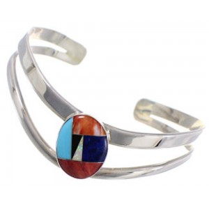 Silver Multicolor Jewelry Southwestern Cuff Bracelet MX27751