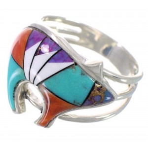 Multicolor Sterling Silver Southwest Bear Ring Size 6-3/4 CX50388