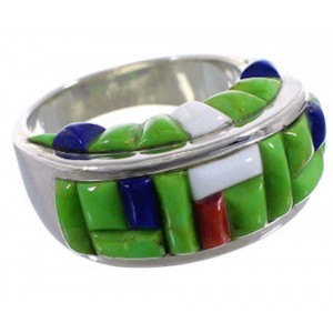 Multicolor Southwest Genuine Sterling Silver Ring Size 6-3/4 CX49987