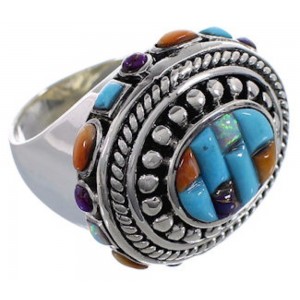 Multicolor Southwest Authentic Sterling Silver Ring Size 8-1/2 CX49998
