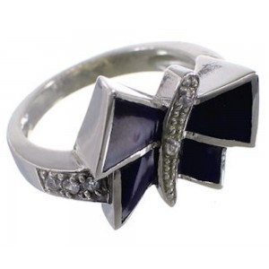 Lapis Inlay Sterling Silver Jewelry Butterfly Ring Size 6 CX51543