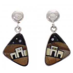 Multicolor Inlay Native American Pueblo Design Earrings PX31449