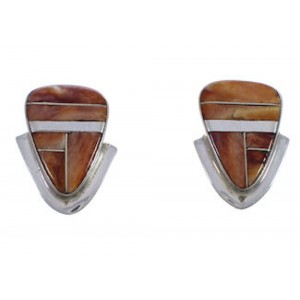 Silver And Oyster Shell Inlay Post Earrings TX43295