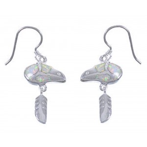 Opal Inlay Bear And Feather Earrings EX42629