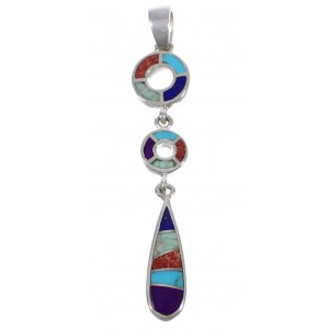 Multicolor Inlay Sterling Silver Slide Pendant WX43118