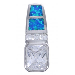 Blue Opal And Cubic Zirconia Southwest Pendant EX42756