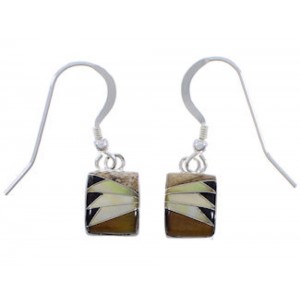 Southwestern Sterling Silver Multicolor Inlay Earrings FX32800