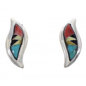Multicolor Inlay Jewelry Silver Post Earrings FX32937
