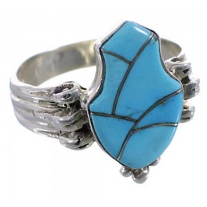 Turquoise Southwestern Sterling Silver Ring Size 8-3/4 EX51408