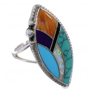 Southwest Multicolor Sterling Silver Ring Size 5-1/2 EX51439