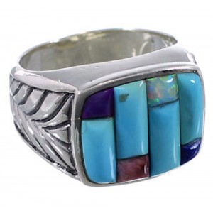 Southwest Jewelry Turquoise Opal Multicolor Ring Size 11-1/2 AX37396