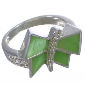 Sterling Silver Jade Dragonfly Southwest Ring Size 6-1/4 WX38779