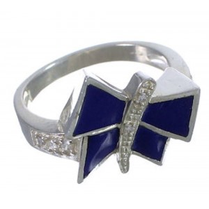 Sterling Silver Dragonfly Lapis Ring Size 6-3/4 WX38789