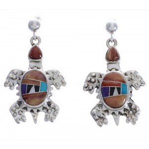 Turtle Southwest Multicolor Inlay Sterling Silver Earrings FX32056