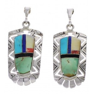 Multicolor Inlay Southwest Jewelry Sterling Silver Earrings PX31731