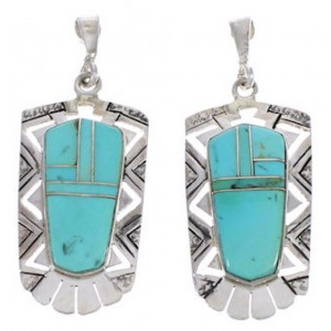 Genuine Sterling Silver Turquoise Post Dangle Earrings PX31714