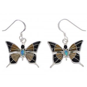 Sterling Silver Multicolor Butterfly Hook Dangle Earrings PX31750