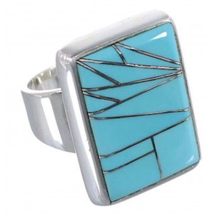 Substantial Turquoise Genuine Sterling Silver Ring Size 6-1/4 WX37536