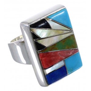 Sturdy Sterling Silver And Multicolor Ring Size 4-3/4 WX37572