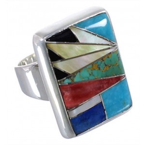 Substantial Multicolor Sterling Silver Ring Size 4-3/4 WX37616