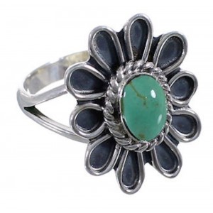 Authentic Sterling Silver Flower Turquoise Ring Size 5-1/4 VX37269
