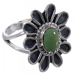 Authentic Silver Southwest Turquoise Flower Ring Size 7-1/4 VX37299