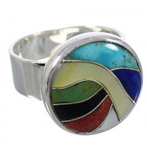 High Quality Multicolor Sterling Silver Ring Size 8-1/2 WX38341