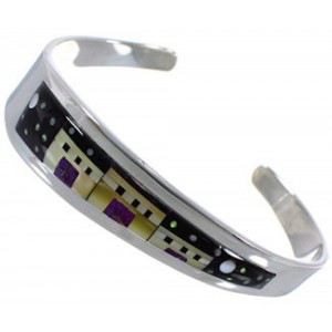 Silver Multicolor Native American Design Cuff Bracelet RS52312