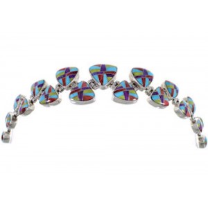Turquoise Multicolor Whiterock Silver Jewelry Link Bracelet AS29604
