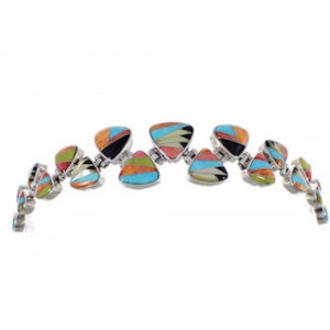 Turquoise Multicolor Sterling Silver Whiterock Link Bracelet AS29608