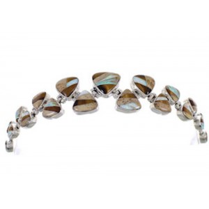 Multicolor Tiger Eye Sterling Silver Whiterock Link Bracelet AS29595 