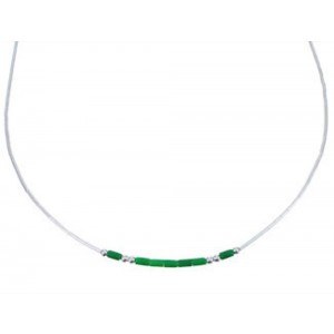 Hand Strung Liquid Silver & Malachite 20" Necklace RX115323