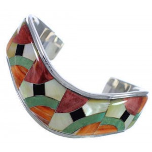 Multicolor Inlay Whiterock Sterling Silver Jewelry Bracelet NS45982