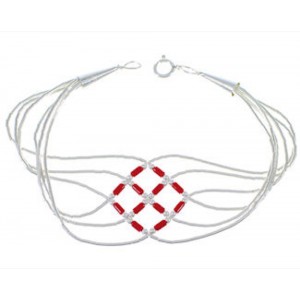 Hand Strung Liquid Sterling Silver Coral Basket Weave Bracelet LS179C