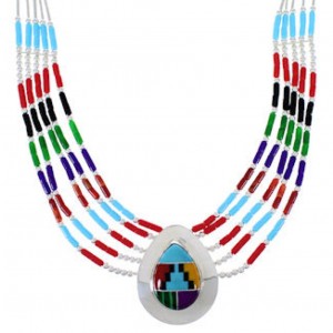 Liquid Sterling Silver & Multicolor Tear Drop Necklace JS2950