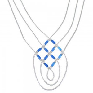 Denim Lapis & Liquid Sterling Silver Basket Weave Necklace LS45D