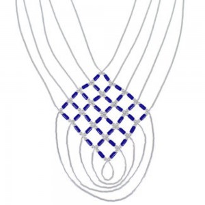 Hand Strung Liquid Sterling Silver Lapis Basket Weave Necklace LS46L