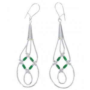 Genuine Liquid Silver & Malachite Basket Weave Earrings  LS44M