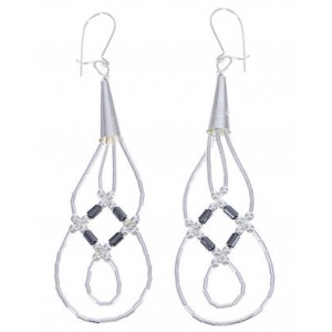 Hematite & Liquid Sterling Silver Basket Weave Earrings LS44H